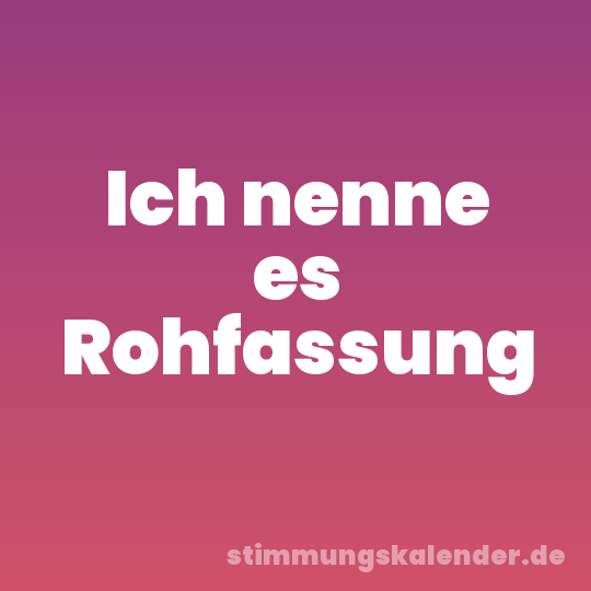 Ich nenne es Rohfassung