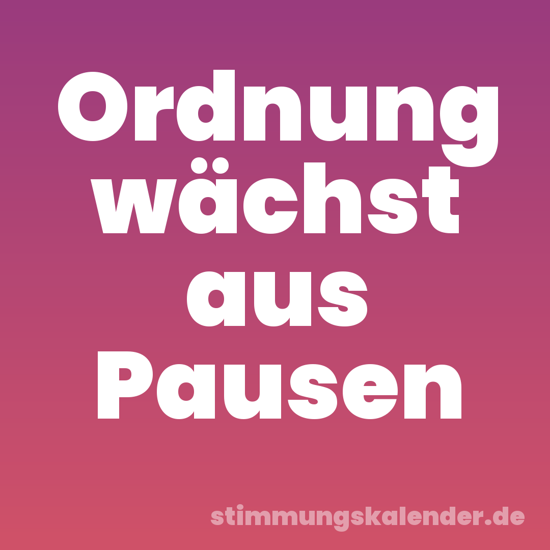 Ordnung wächst aus Pausen