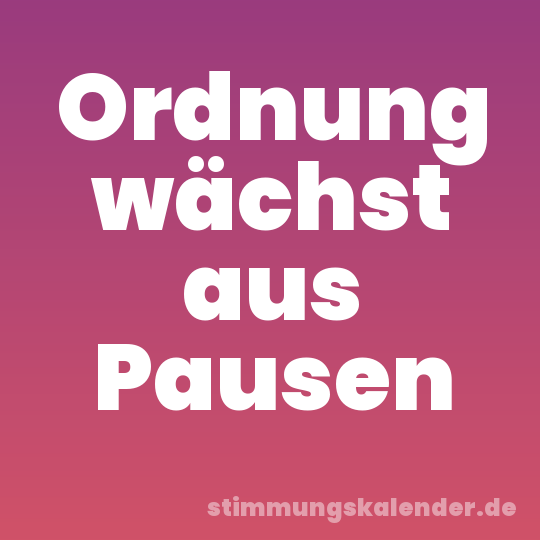 Ordnung wächst aus Pausen