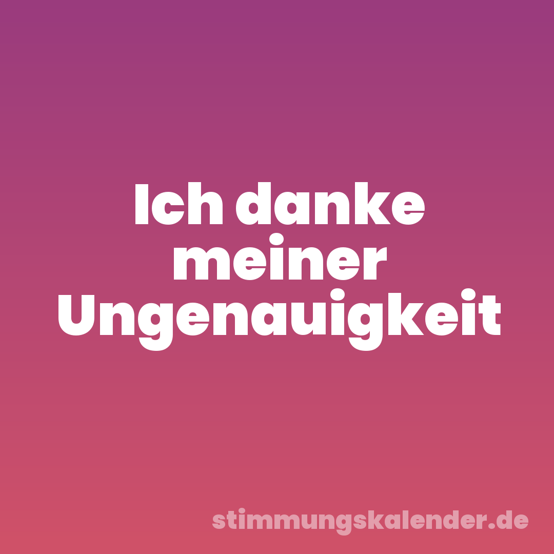 Ich danke meiner Ungenauigkeit