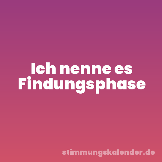 Ich nenne es Findungsphase