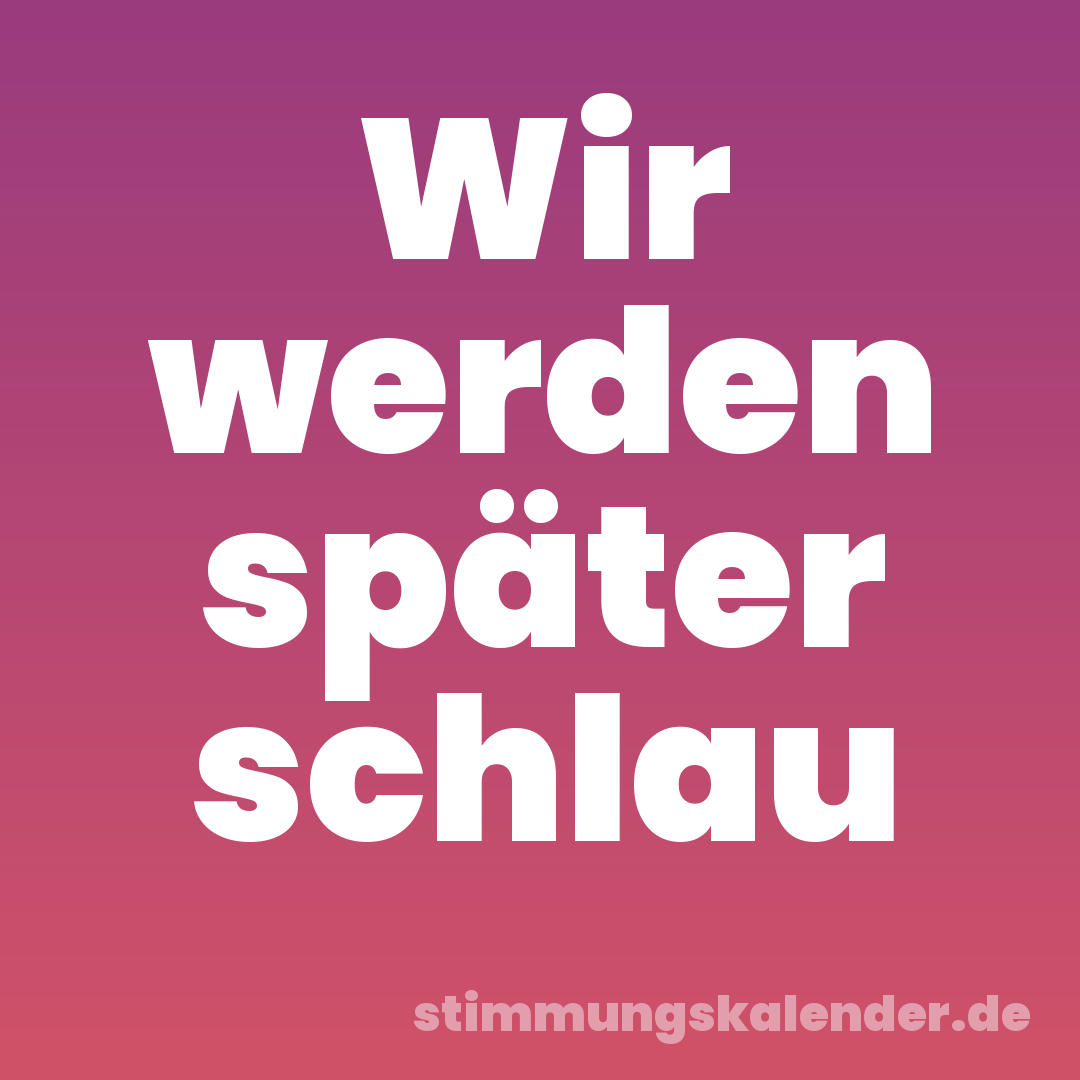 Wir werden später schlau