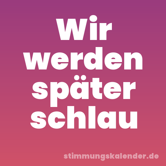 Wir werden später schlau