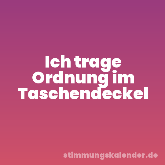 Ich trage Ordnung im Taschendeckel