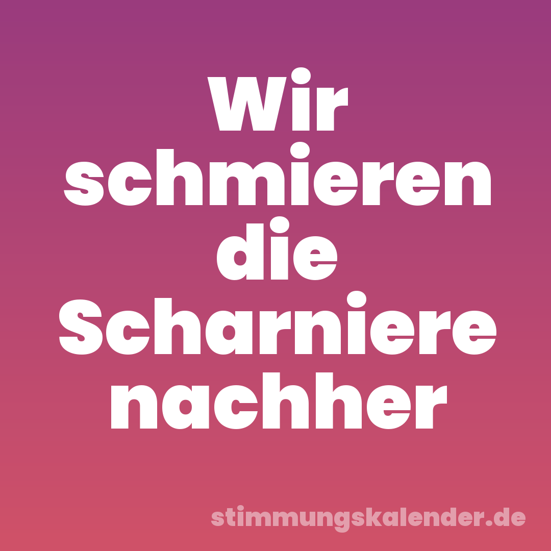 Wir schmieren die Scharniere nachher