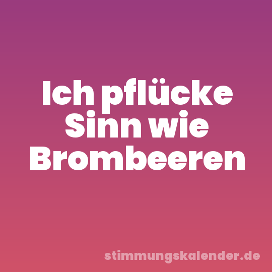 Ich pflücke Sinn wie Brombeeren