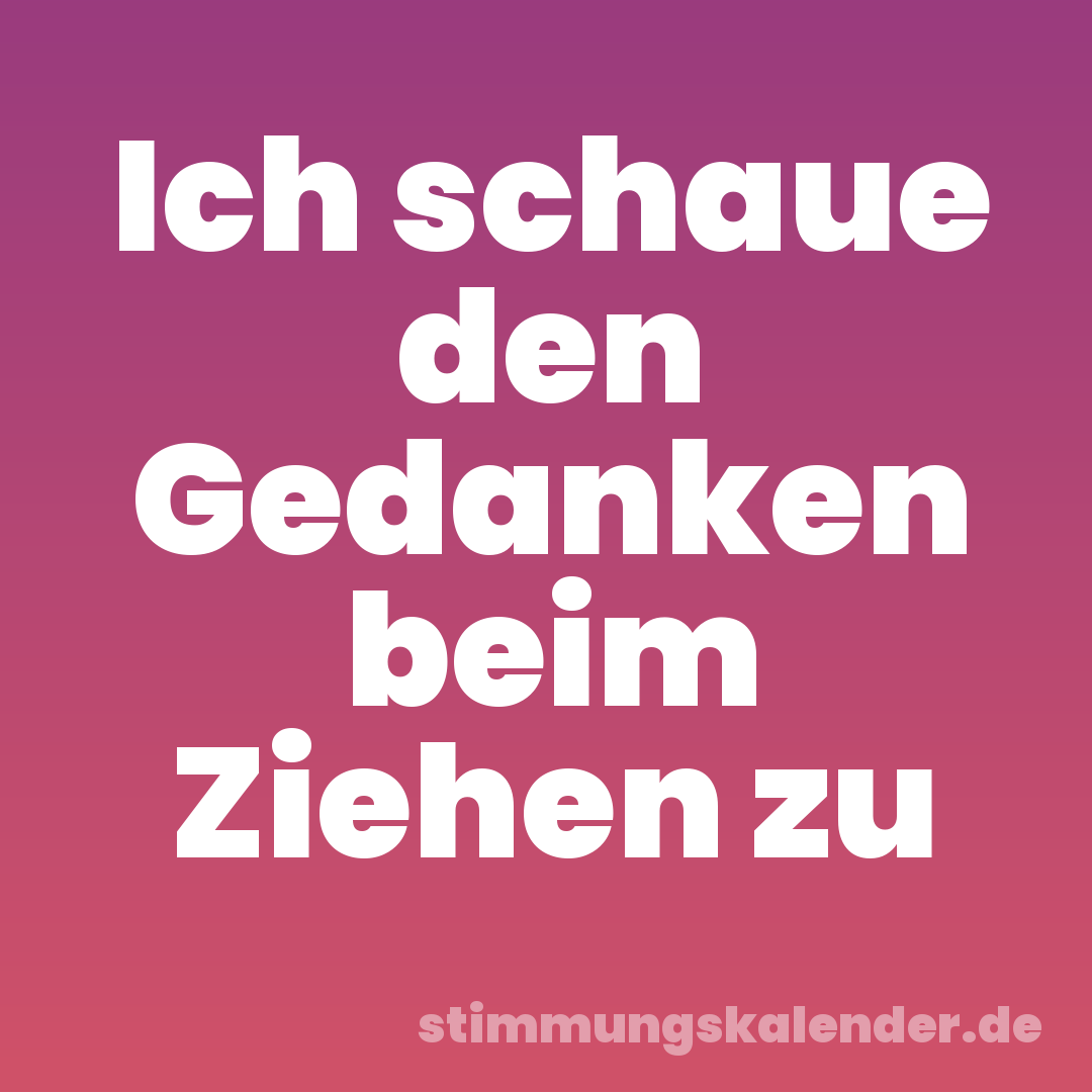 Ich schaue den Gedanken beim Ziehen zu