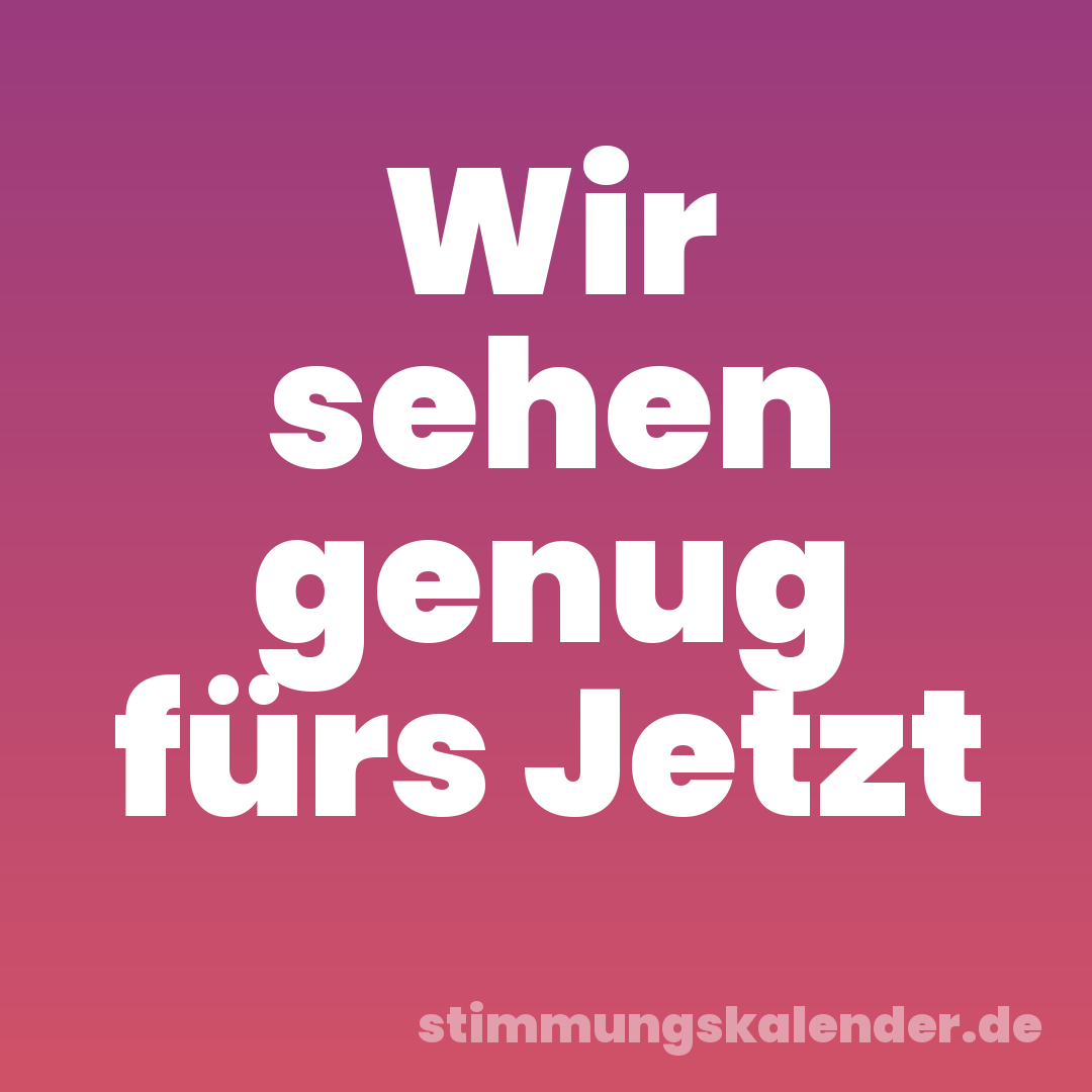 Wir sehen genug fürs Jetzt