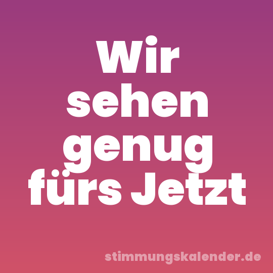 Wir sehen genug fürs Jetzt