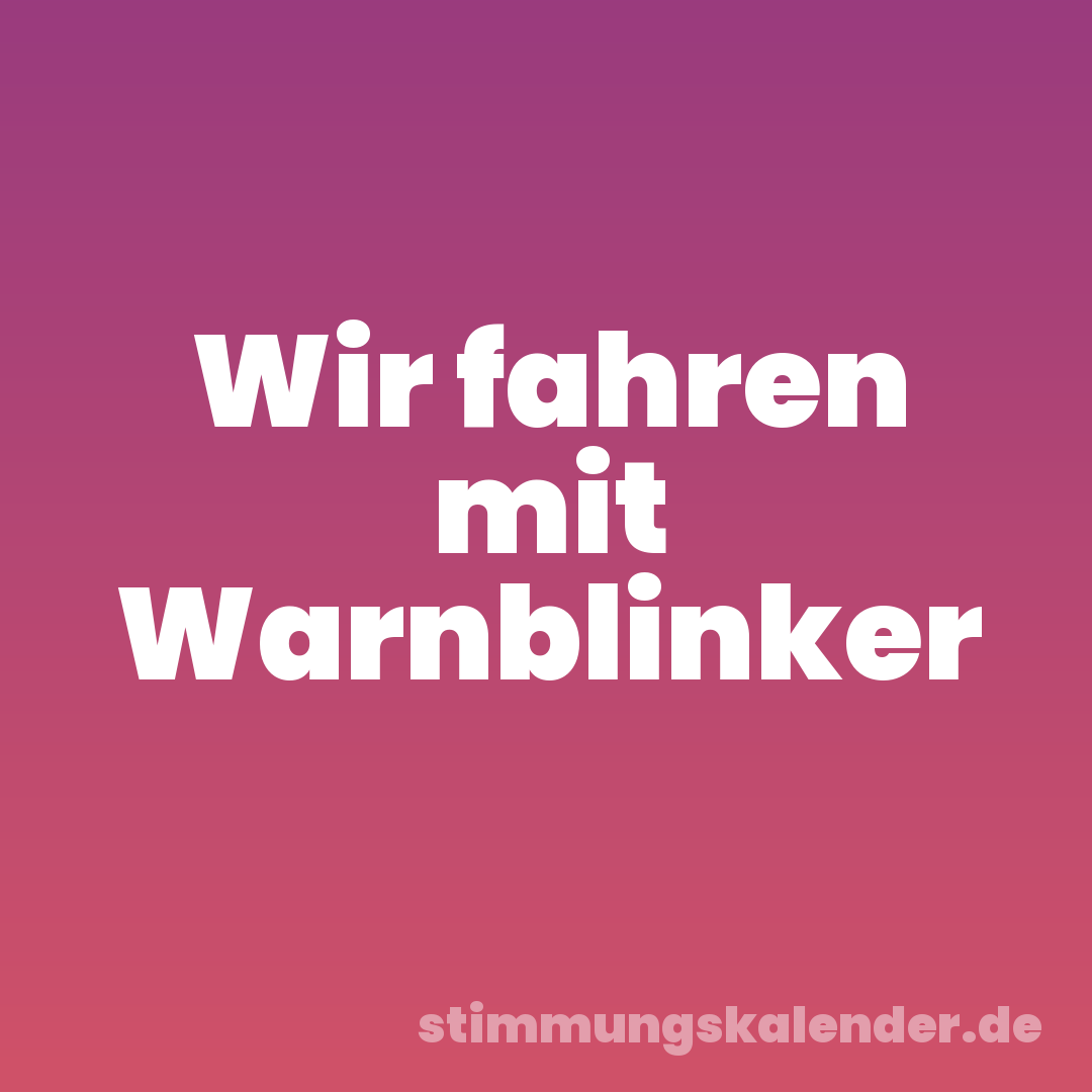 Wir fahren mit Warnblinker