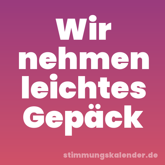 Wir nehmen leichtes Gepäck