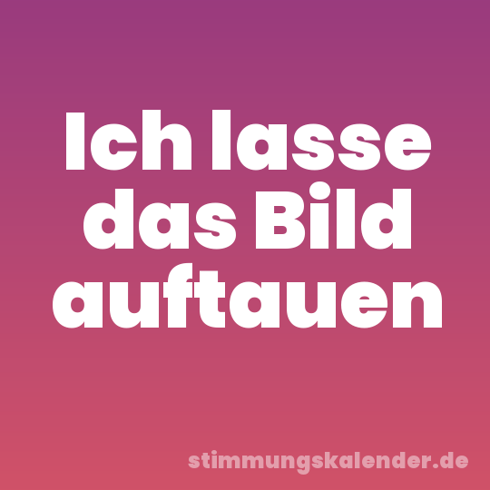 Ich lasse das Bild auftauen
