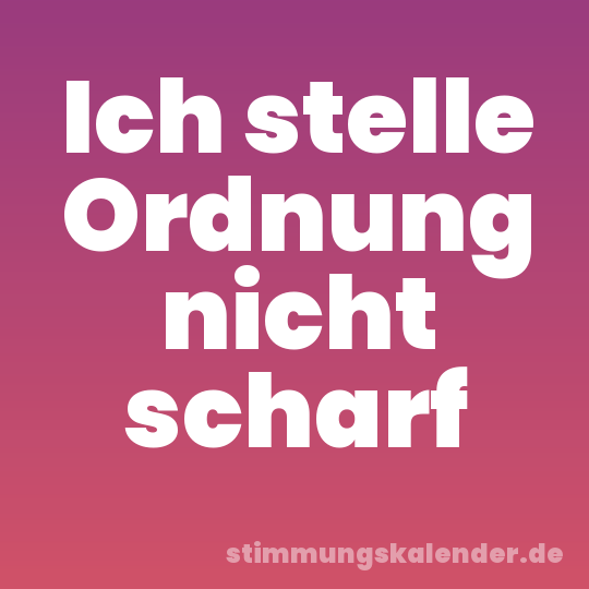 Ich stelle Ordnung nicht scharf