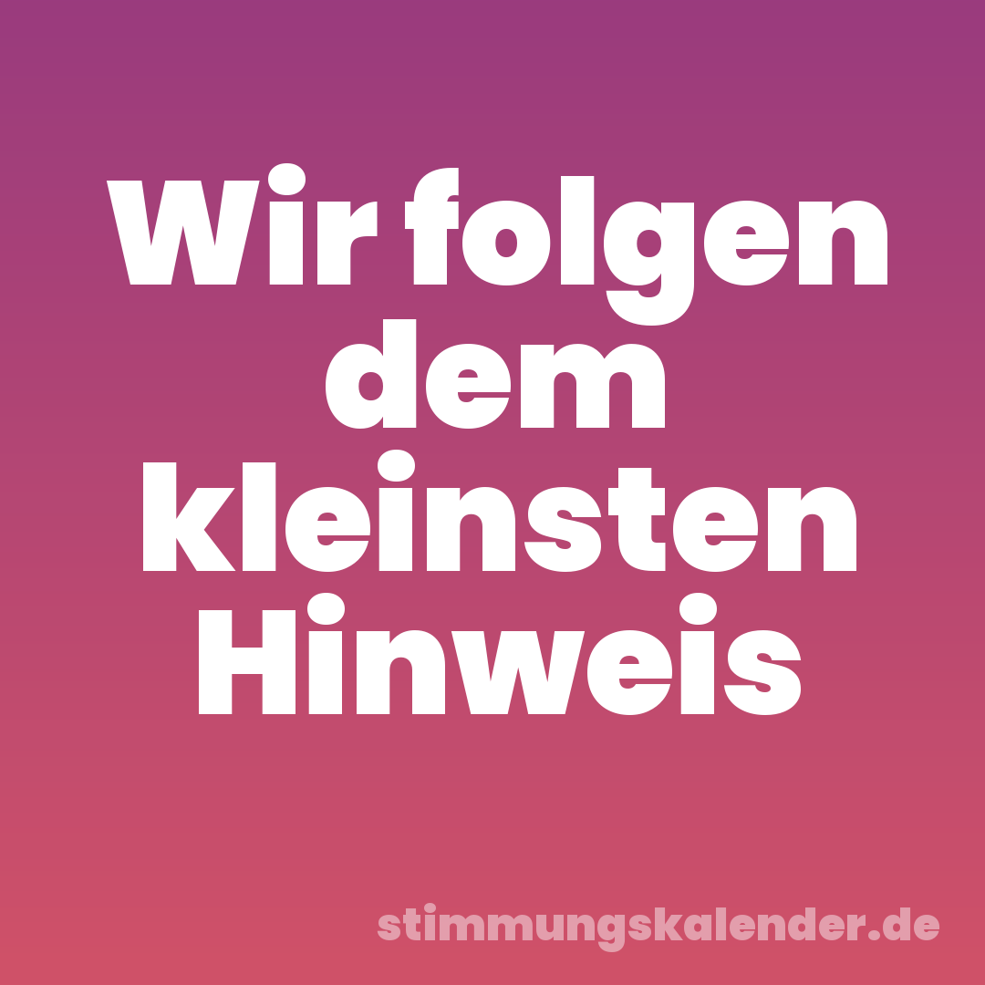 Wir folgen dem kleinsten Hinweis