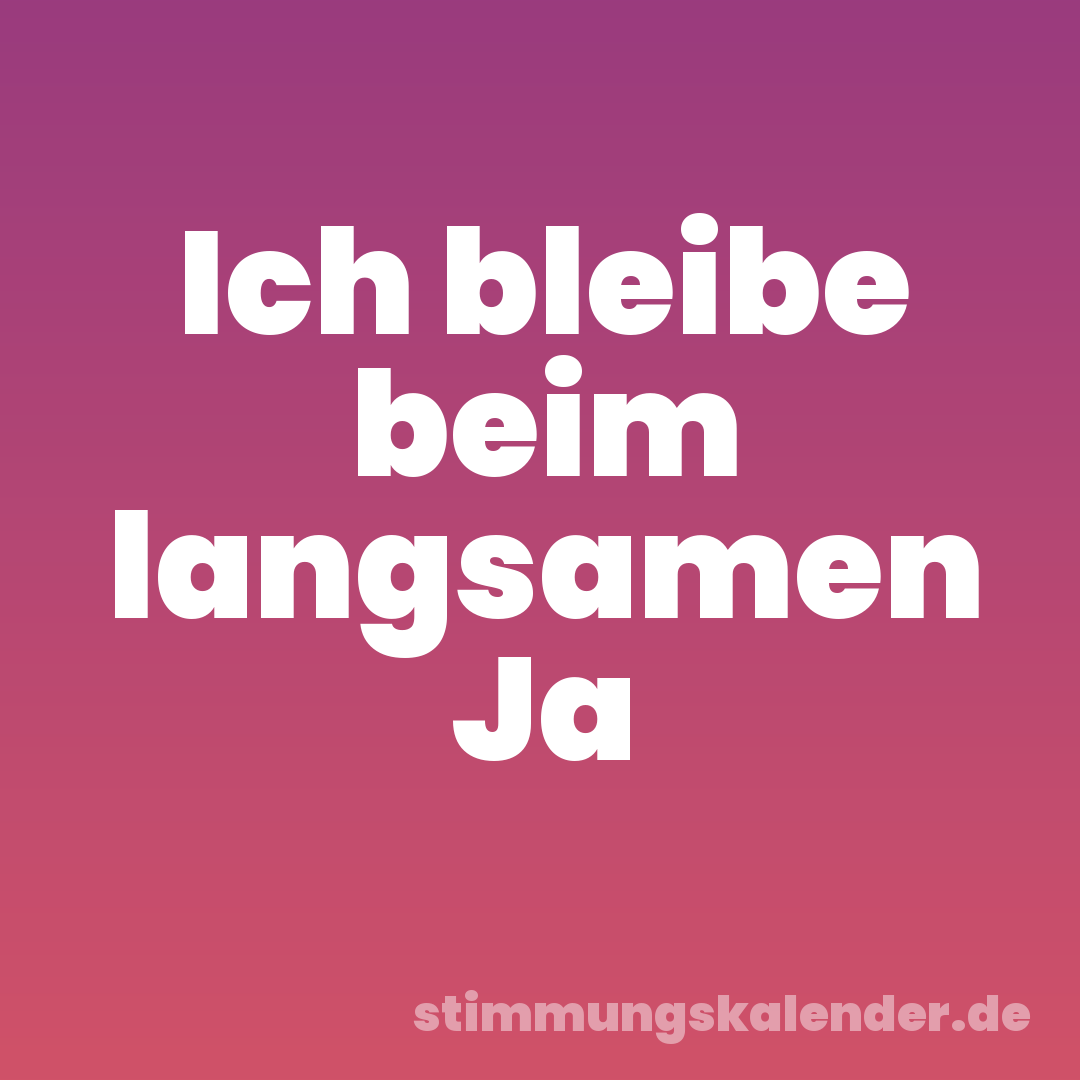 Ich bleibe beim langsamen Ja