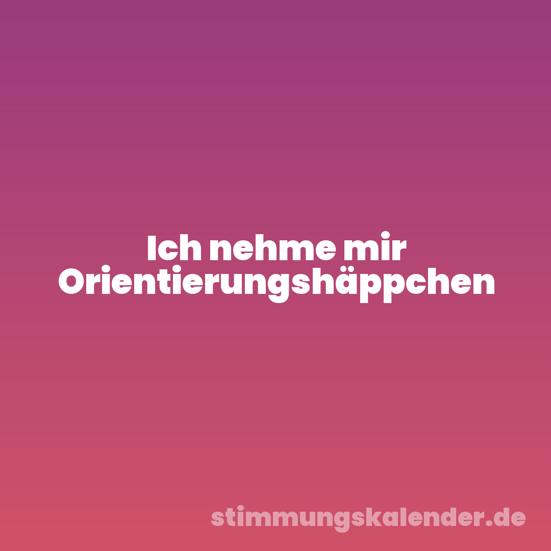 Ich nehme mir Orientierungshäppchen