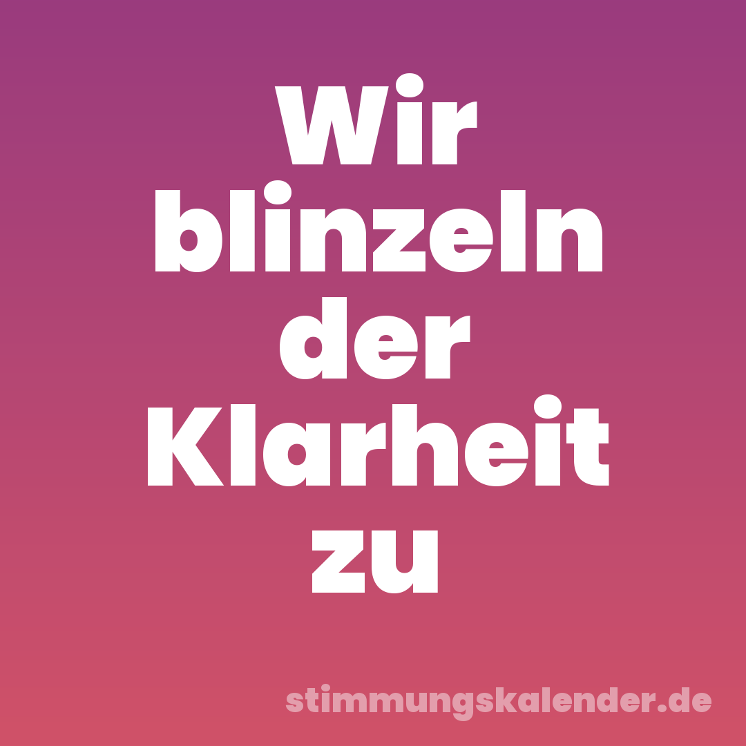 Wir blinzeln der Klarheit zu