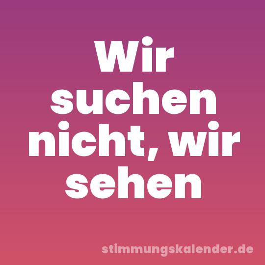 Wir suchen nicht, wir sehen