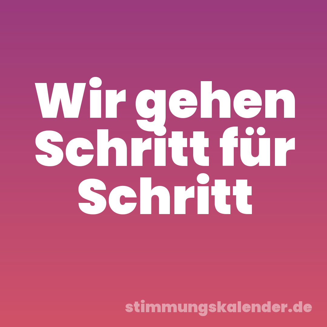 Wir gehen Schritt für Schritt