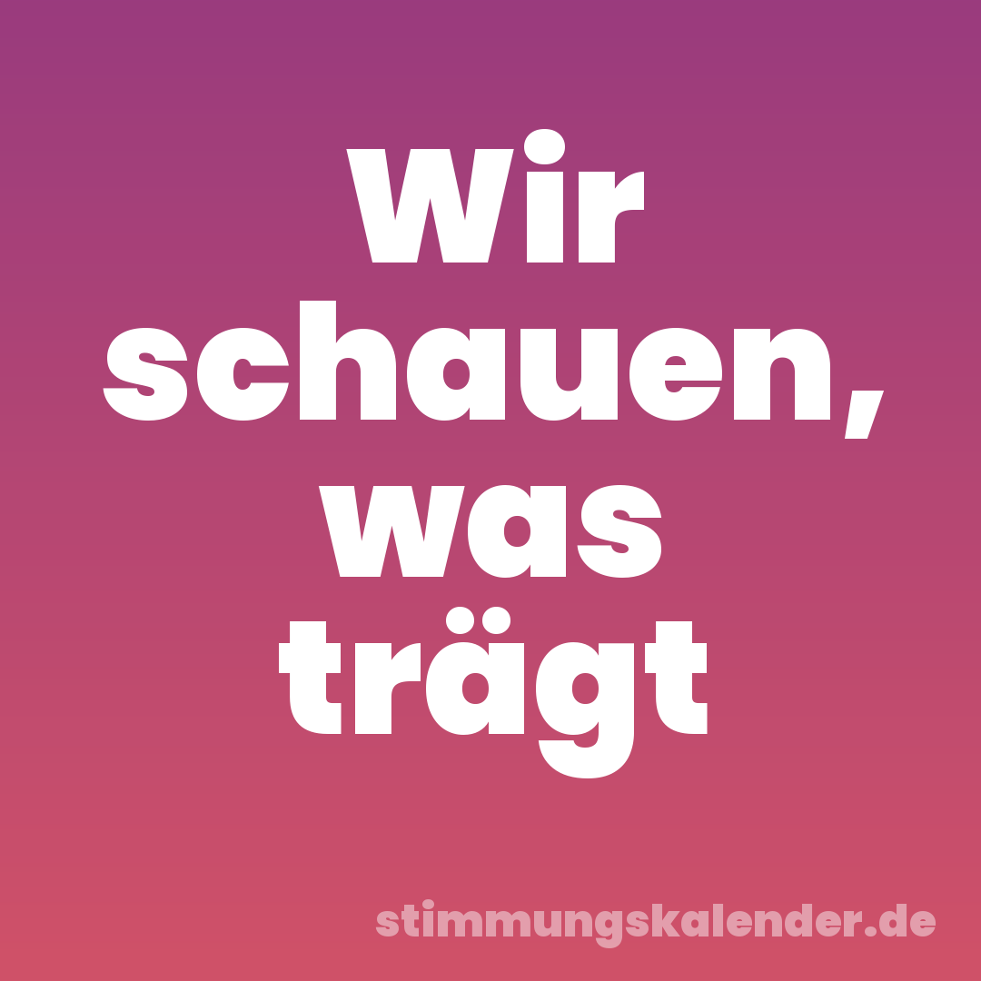 Wir schauen, was trägt