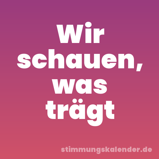 Wir schauen, was trägt
