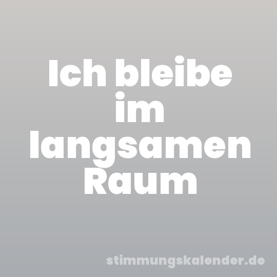Ich bleibe im langsamen Raum