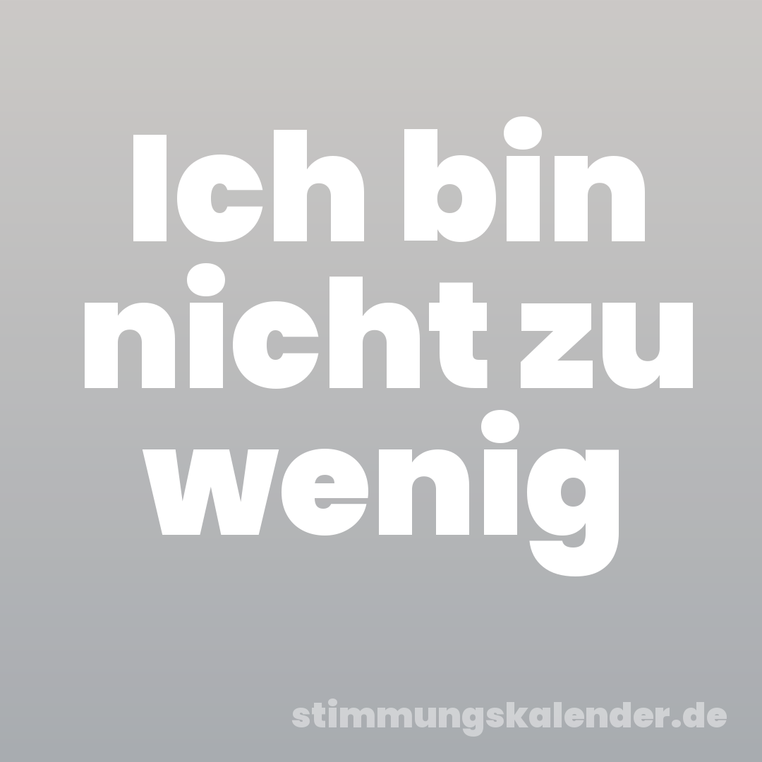 Ich bin nicht zu wenig