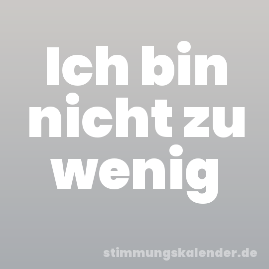 Ich bin nicht zu wenig
