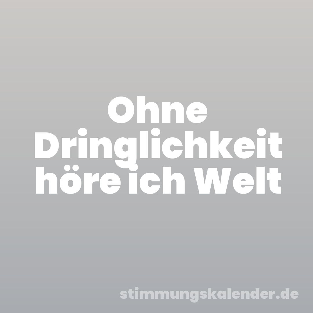 Ohne Dringlichkeit höre ich Welt