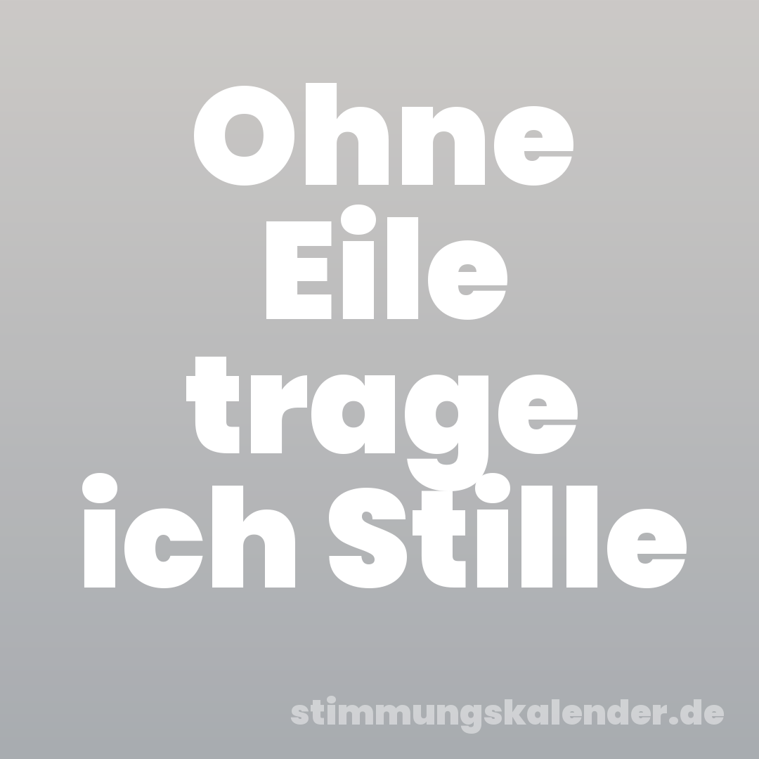 Ohne Eile trage ich Stille
