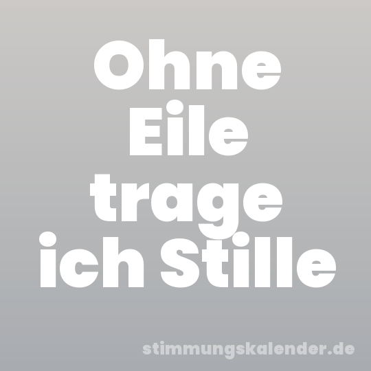 Ohne Eile trage ich Stille