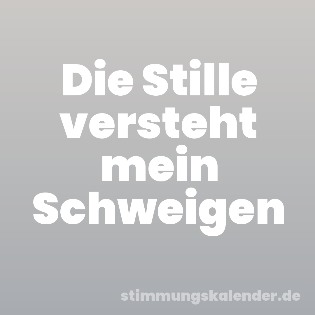 Die Stille versteht mein Schweigen