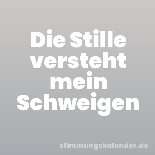 Die Stille versteht mein Schweigen