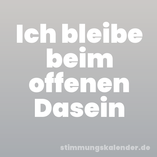 Ich bleibe beim offenen Dasein