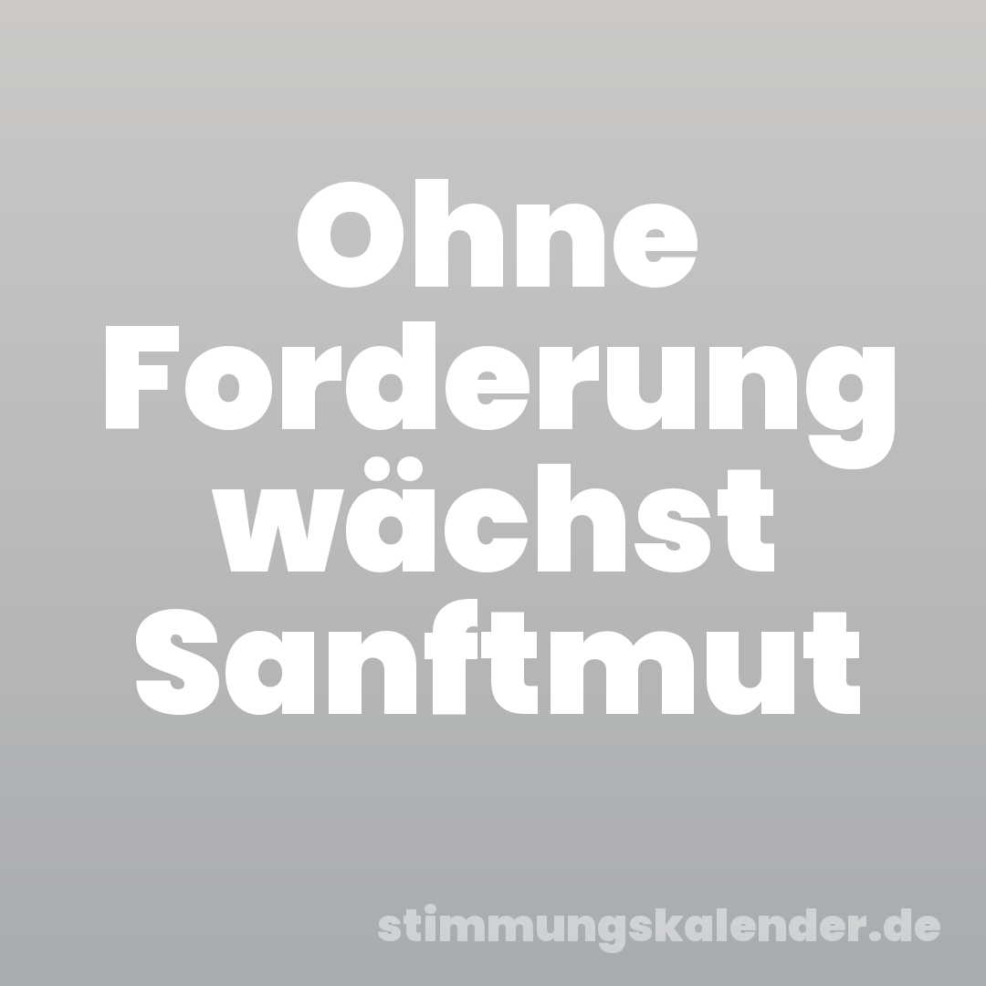 Ohne Forderung wächst Sanftmut