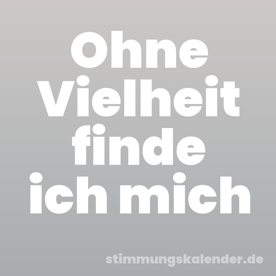 Ohne Vielheit finde ich mich