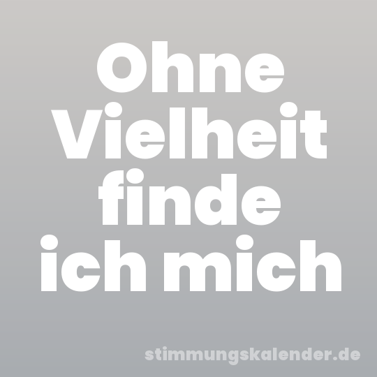 Ohne Vielheit finde ich mich