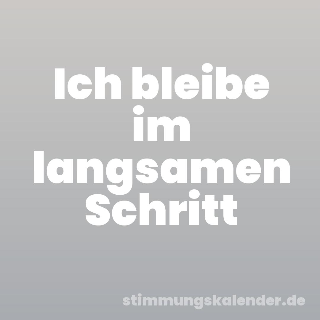 Ich bleibe im langsamen Schritt