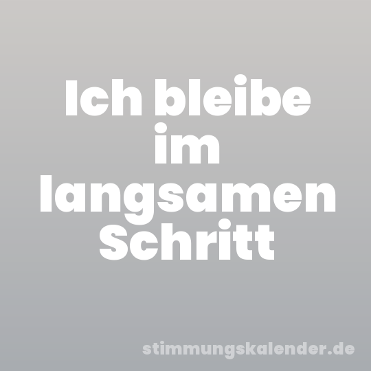 Ich bleibe im langsamen Schritt