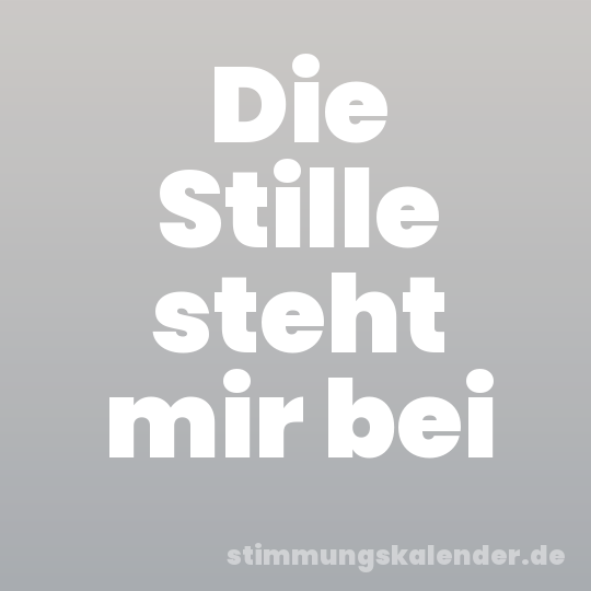 Die Stille steht mir bei