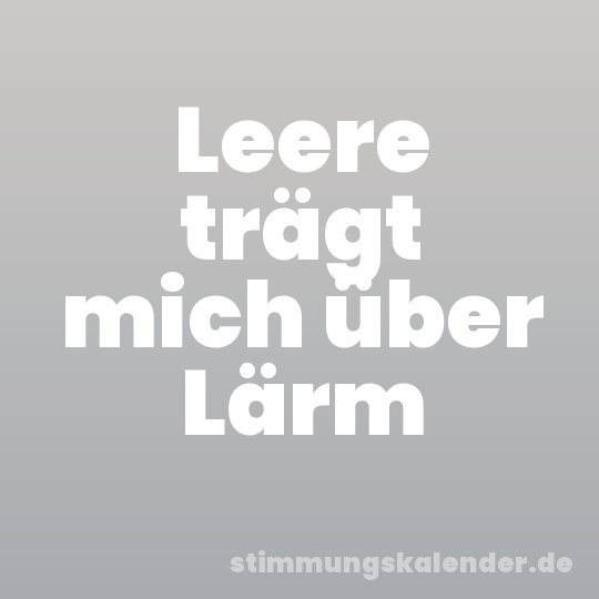 Leere trägt mich über Lärm
