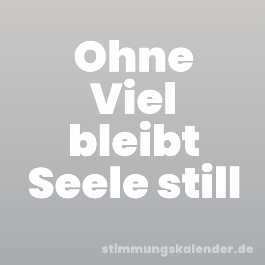Ohne Viel bleibt Seele still
