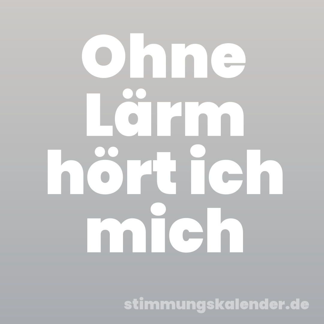 Ohne Lärm hört ich mich