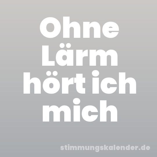 Ohne Lärm hört ich mich
