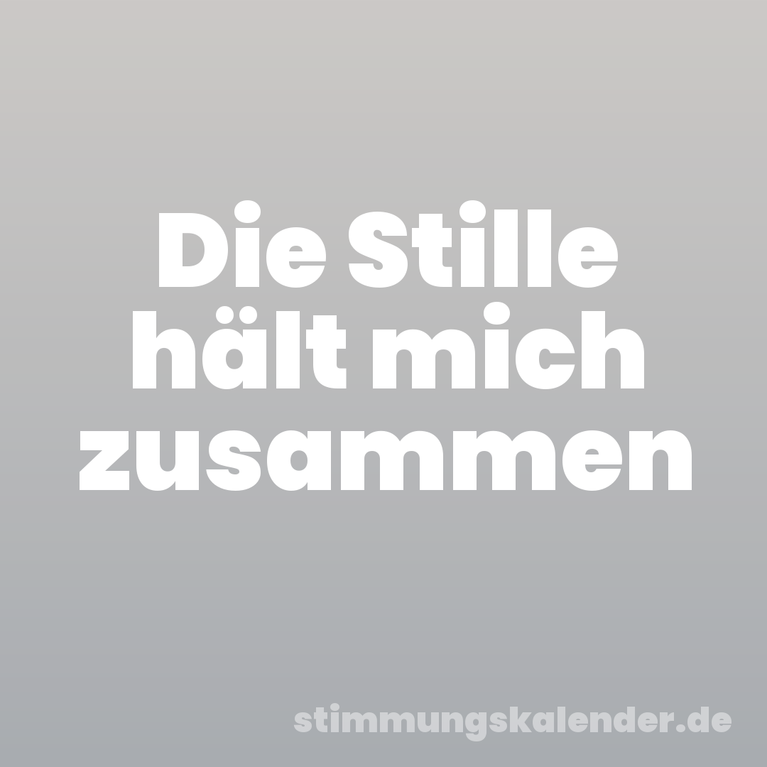 Die Stille hält mich zusammen