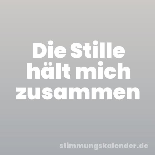 Die Stille hält mich zusammen