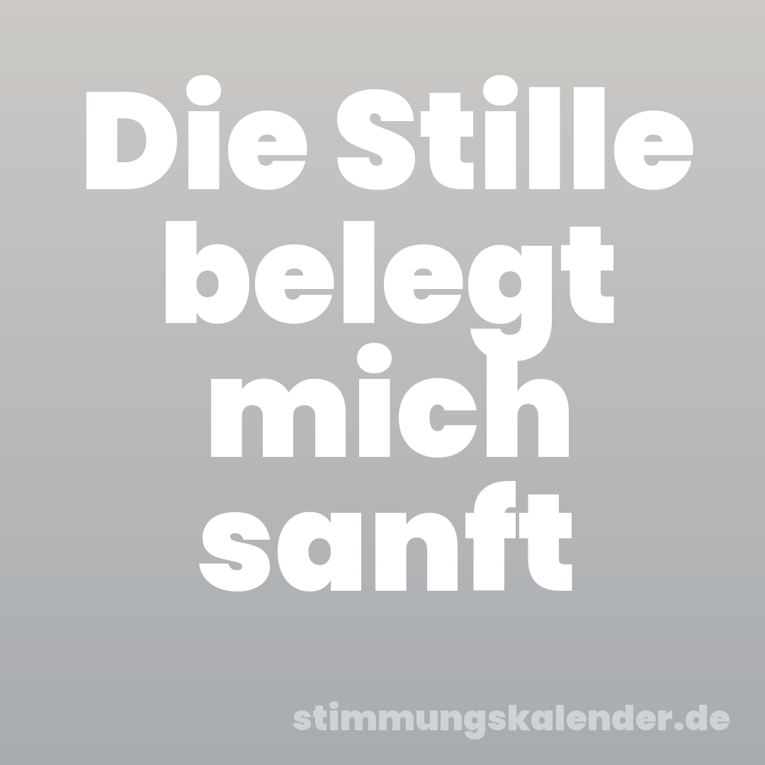 Die Stille belegt mich sanft