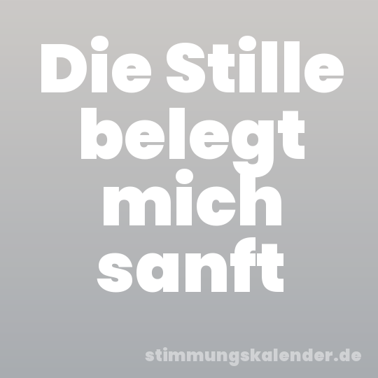 Die Stille belegt mich sanft