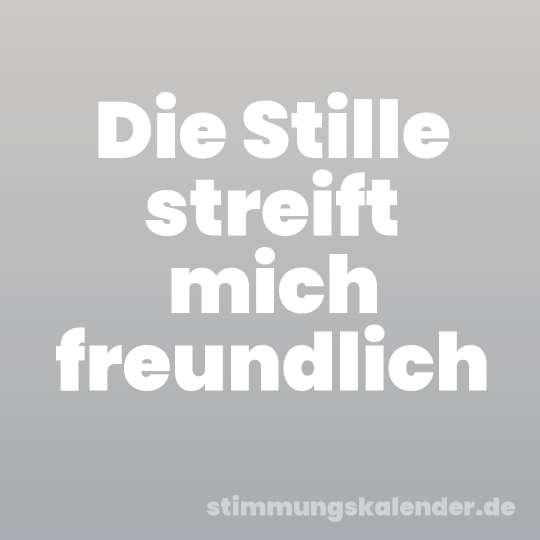 Die Stille streift mich freundlich