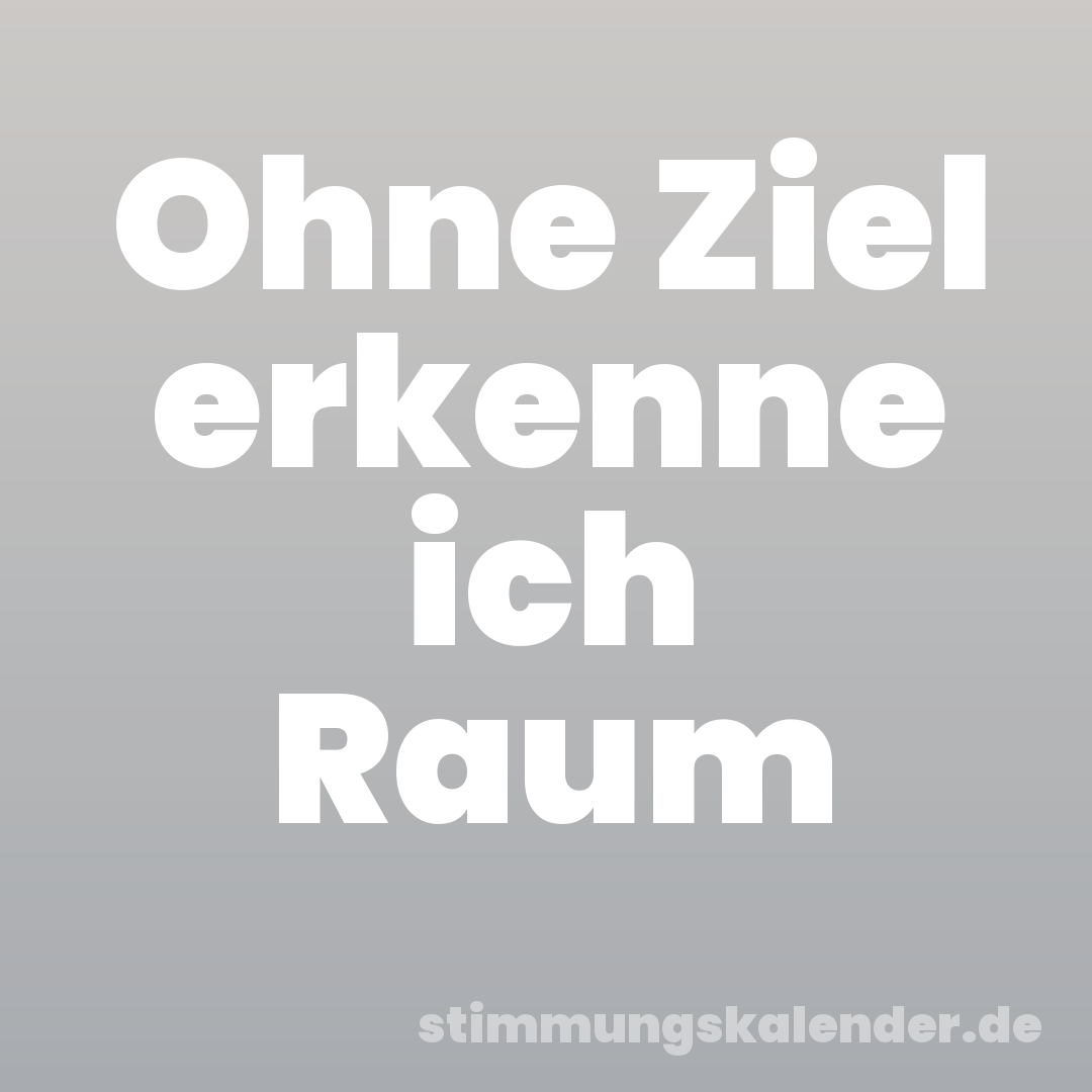 Ohne Ziel erkenne ich Raum